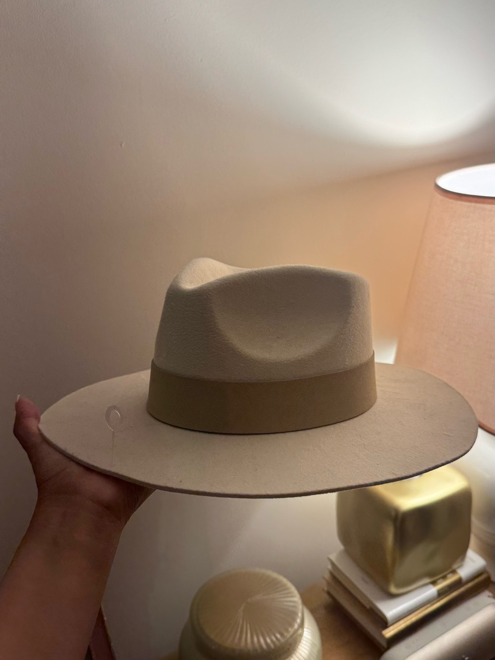 Teressa X Curateur - Women's Cream Felt Fedora With Tan Ribbon — image 4 of 6